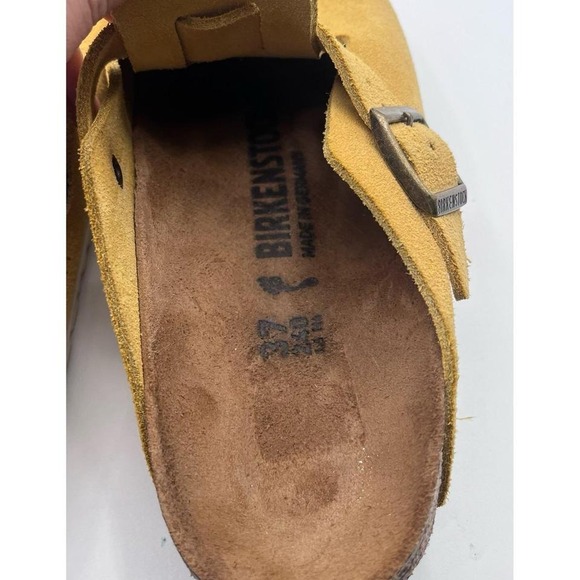 Birkenstock Boston Suede Leather Clogs Yellow Mustard Women's 37 / 6 Narrow Fit - Picture 7 of 7